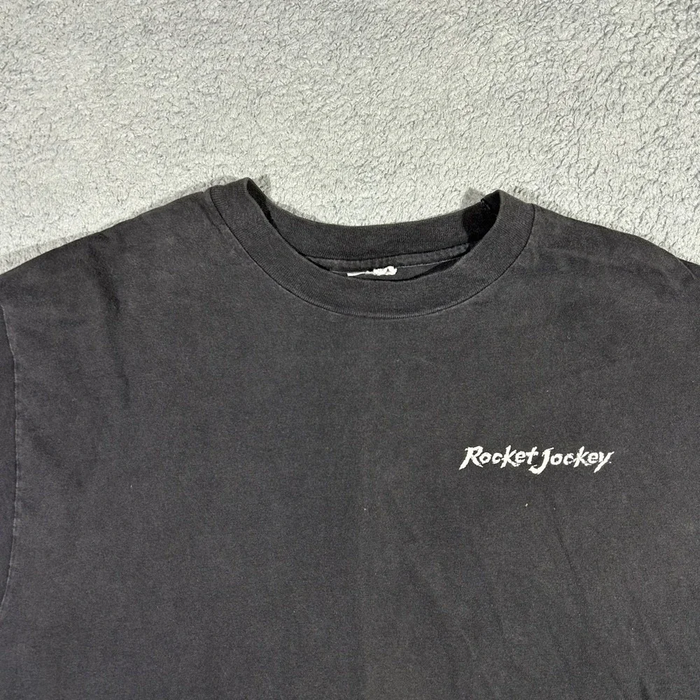 Vintage 90s Segwsoft Rocket Jockey Pc Game Black Promo T-shirt Mens XL #3613
